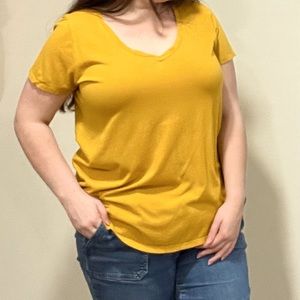 Torrid Mustard Yellow Girlfriend V-Neck Tee